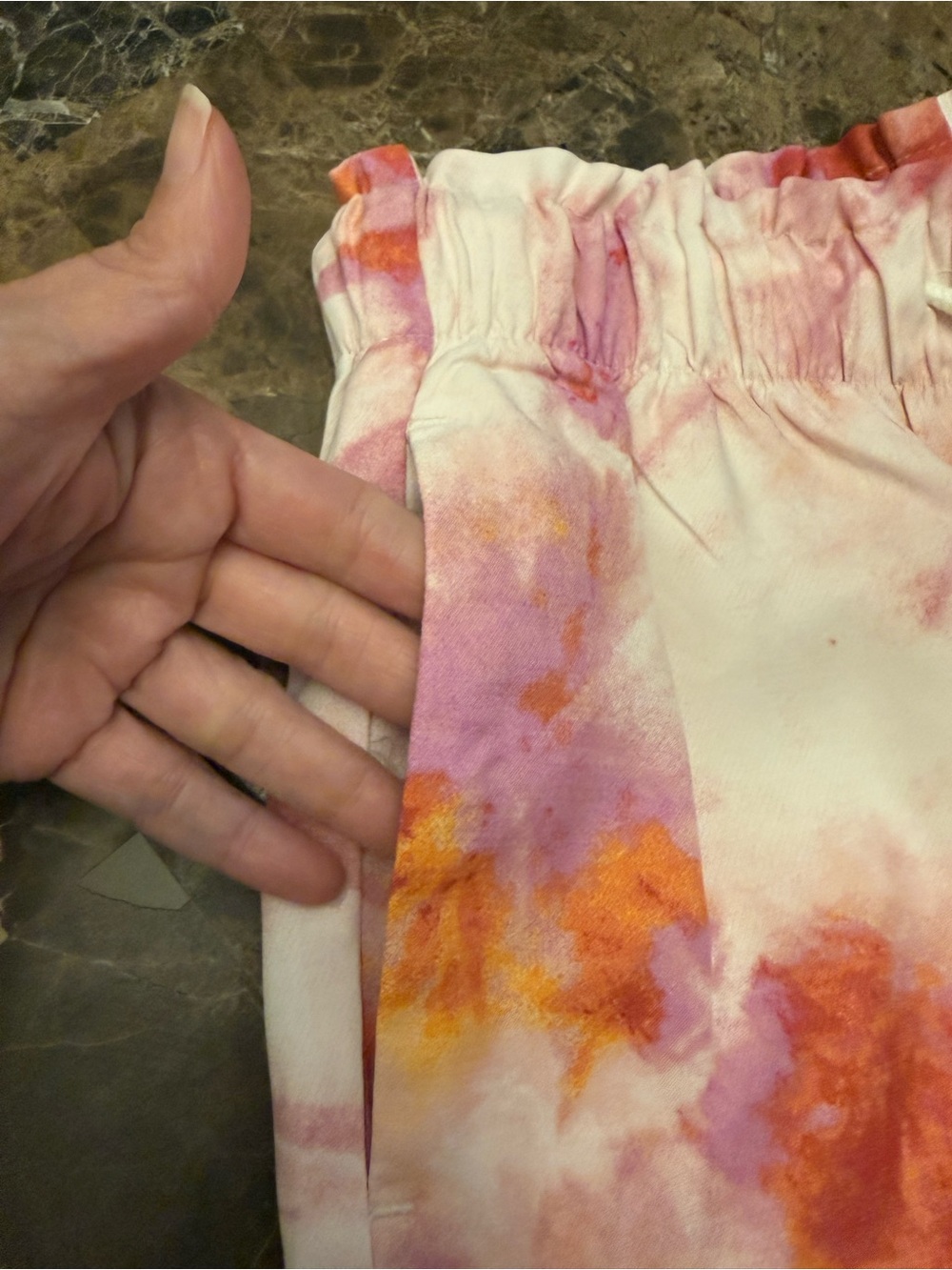 Ann Taylor White Tie-Dye Joggers with Pink, Red & Orange Accents - Picture 7 of 16